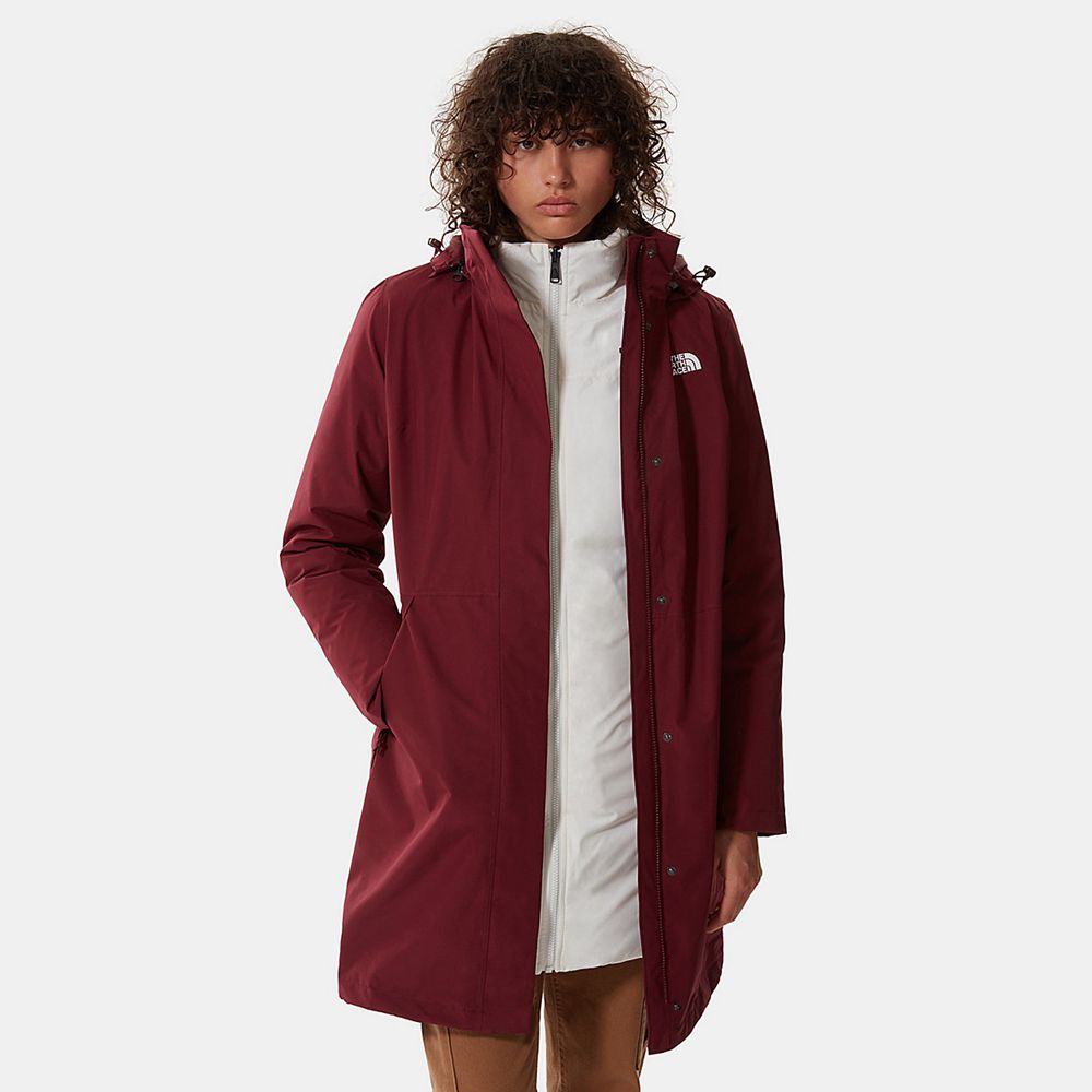 The North Face Parka Womens Australia - The North Face Suzanne Triclimate Red / White (UEF-498172)